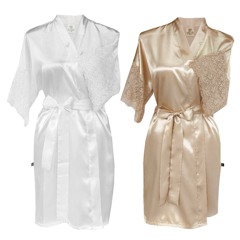 Kit com 2 Robes de Cetim com Renda