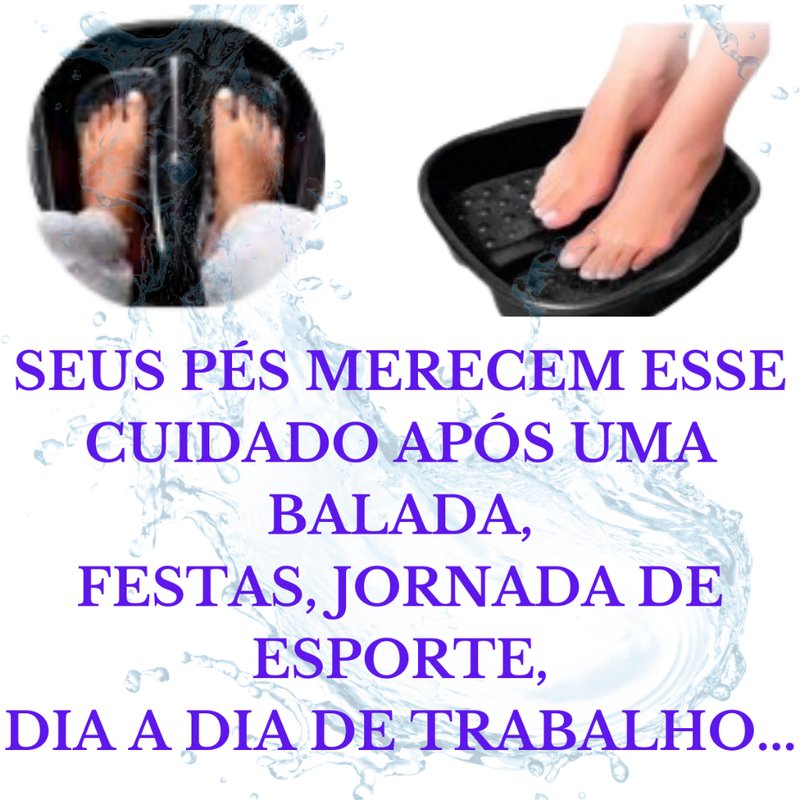 Kit.- Escalda-pés, Relaxante. Acompanha:- Bacia-Pedicure,- Lixa,- Bolinhas-de-Massagens,- Descanso,- Alívio-para-os-Pés.