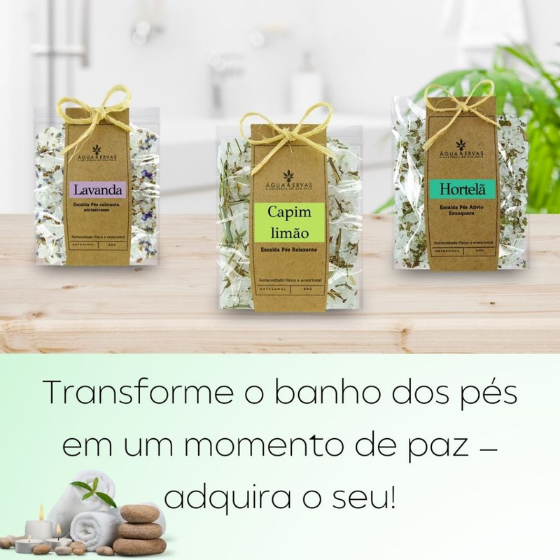 Escalda pés Kit c 12 - 4Hortelã - 4Lavanda - 4Capim Limão Ideal para Datas Comemorativas e Brindes