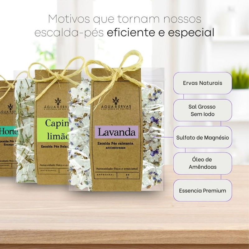 Escalda pés Kit c 12 - 4Hortelã - 4Lavanda - 4Capim Limão Ideal para Datas Comemorativas e Brindes