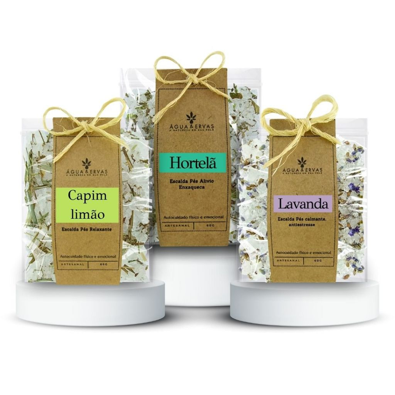 Escalda pés Kit c 12 - 4Hortelã - 4Lavanda - 4Capim Limão Ideal para Datas Comemorativas e Brindes
