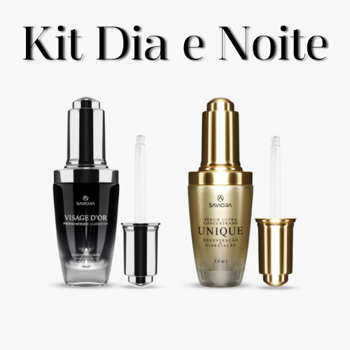 Kit Skin Care Dia e Noite Saviora Visage D'or + Unique Kir Sérum Clareador Rejuvenescedor Melasma