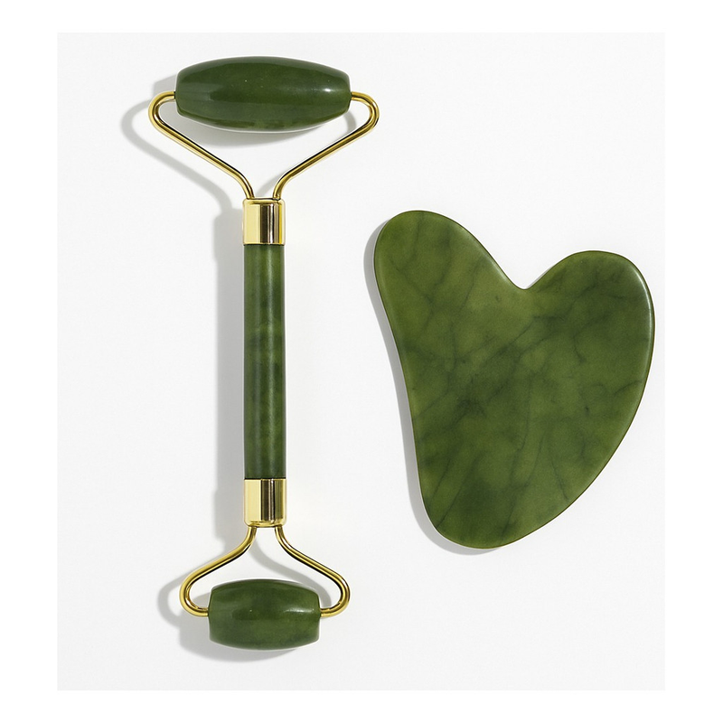Kit Facial Pedra De Jade + Gua Sha | Massagem Facial, Lifting e Antirrugas